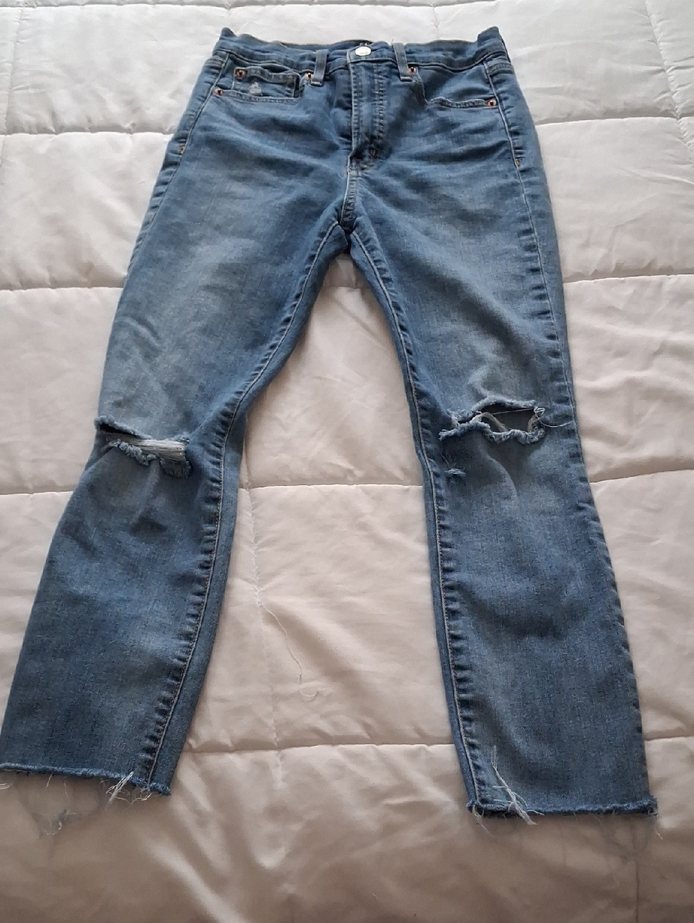 GAP Distressed Straight-Leg Blue Jeans Sz 26